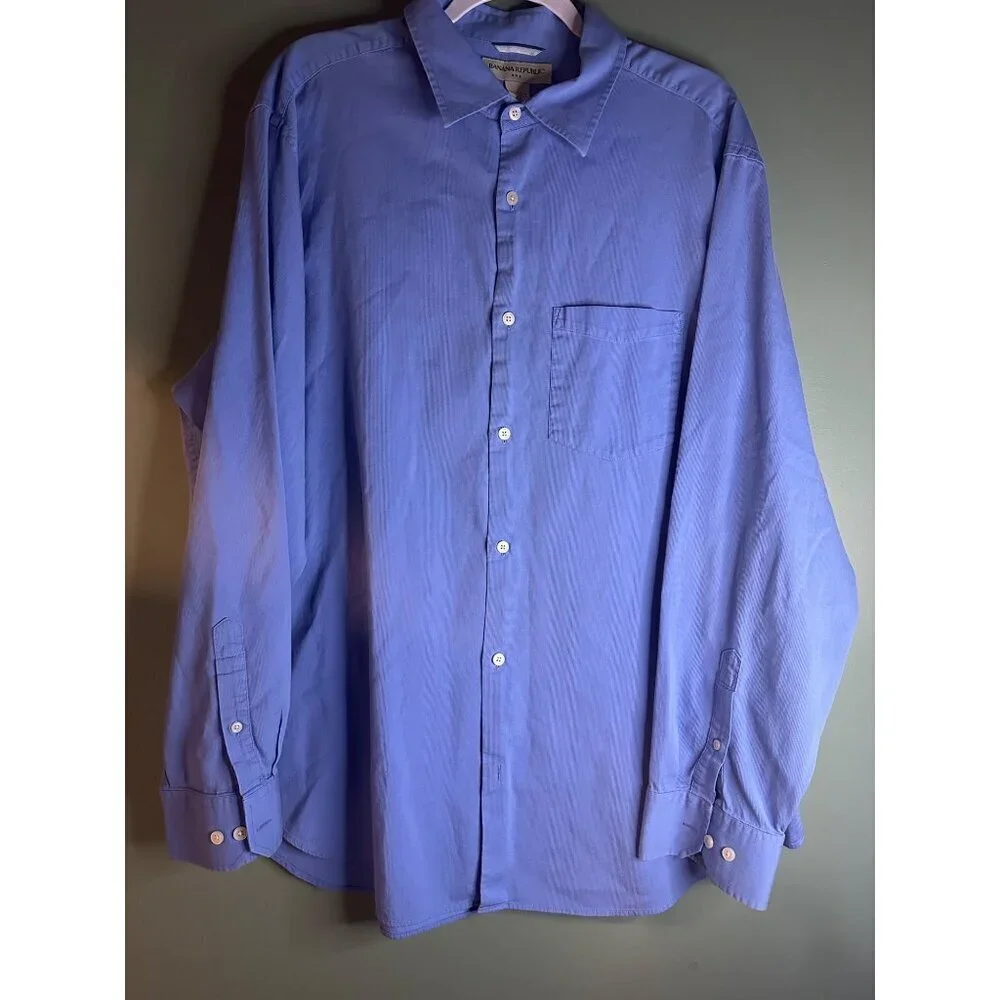 Banana Republic XXL Blue Cotton Shirt Classic Menswear Smart Casual Staple
